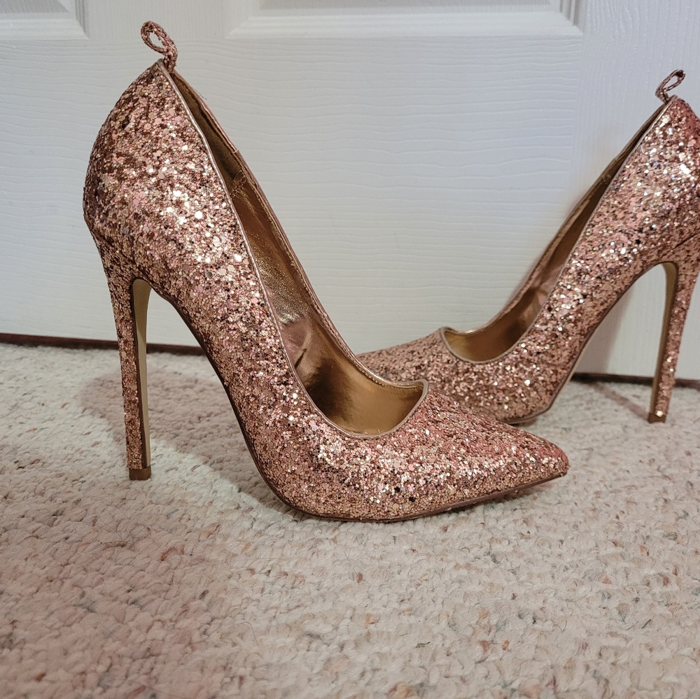 5 inch rose gold stilettos